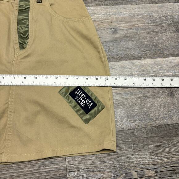 Vintage 80s 90s Guess Georges Marciano Tan Green Womens 26" Denim Mini Skirt USA - Picture 10 of 10